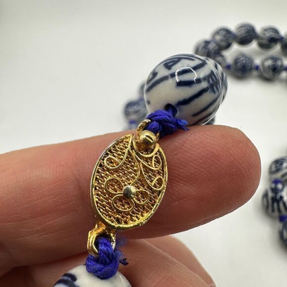 28" Vintage Chinese Shou Porcelain Beaded Necklace! - Picture 11 of 15